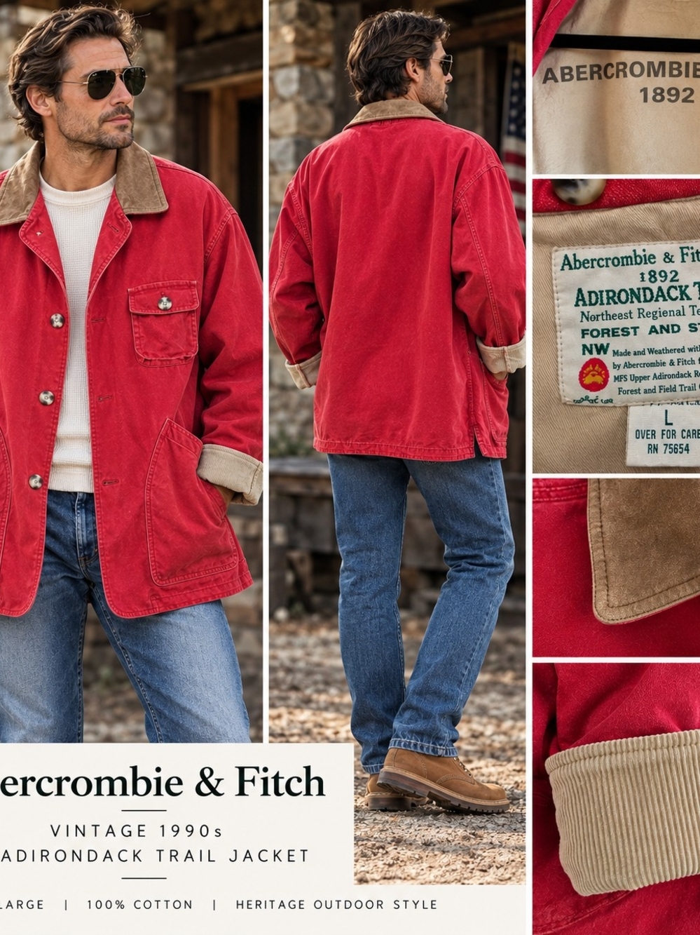 Abercrombie & Fitch Men's Red Adirondack Trail Jacket
